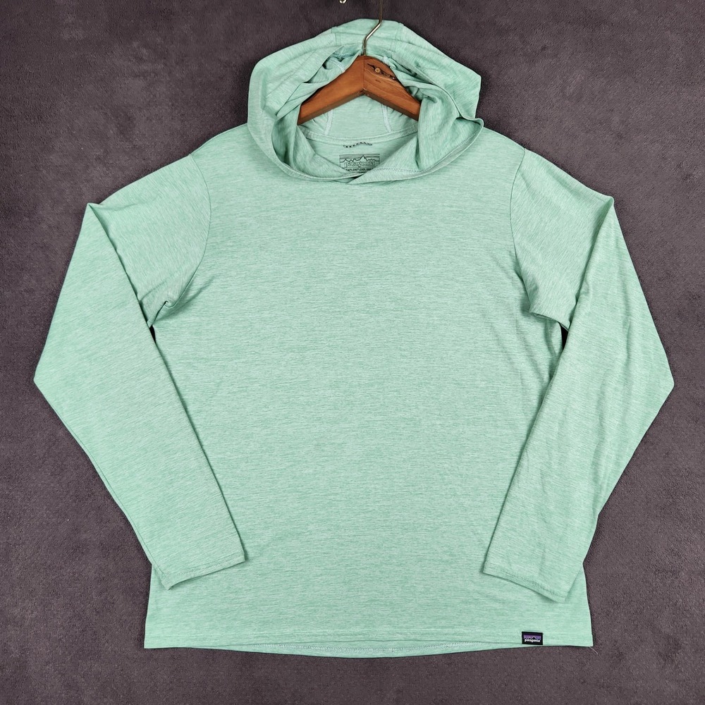 Patagonia Capilene Cool Daily Hoody Womens Large Green Sun Shirt UPF 50+ 45315